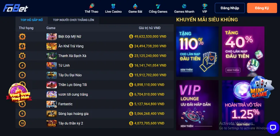 Độ biến động của trò chơi casino